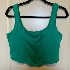 green corset style cropped tank top